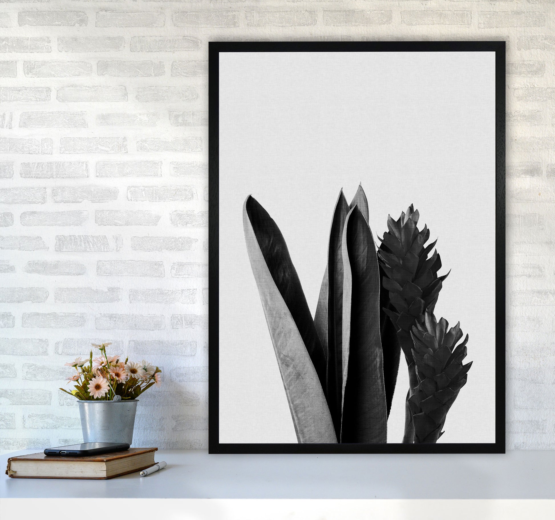 Flower Black & White Print By Orara Studio A1 White Frame