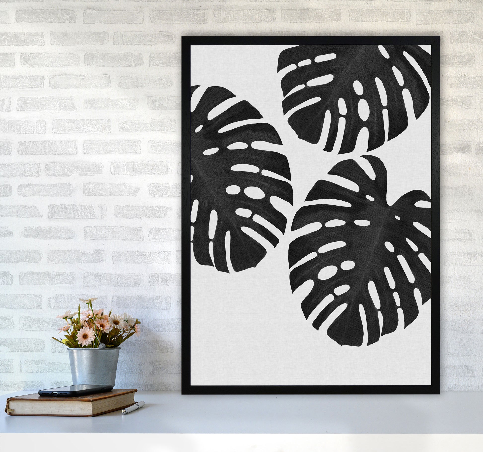Monstera Black & White III Print By Orara Studio A1 White Frame