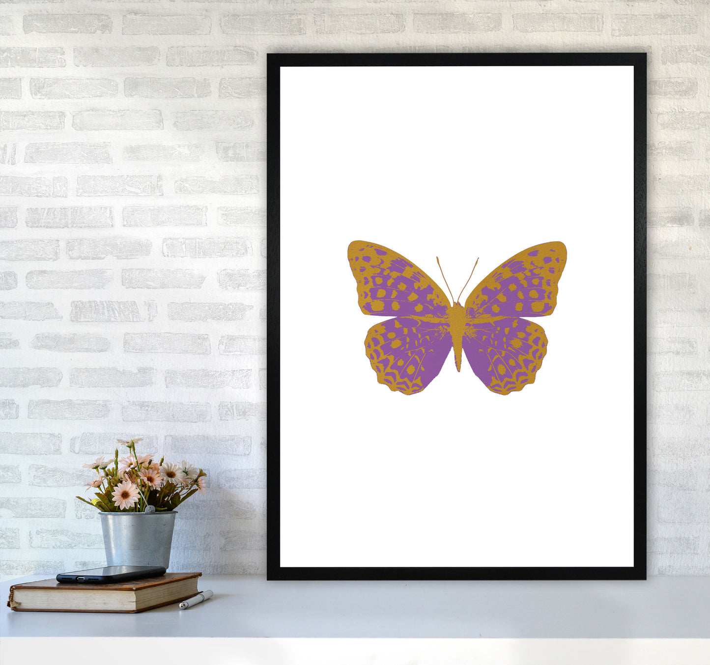 Purple Butterfly Print By Orara Studio Animal Art Print A1 White Frame
