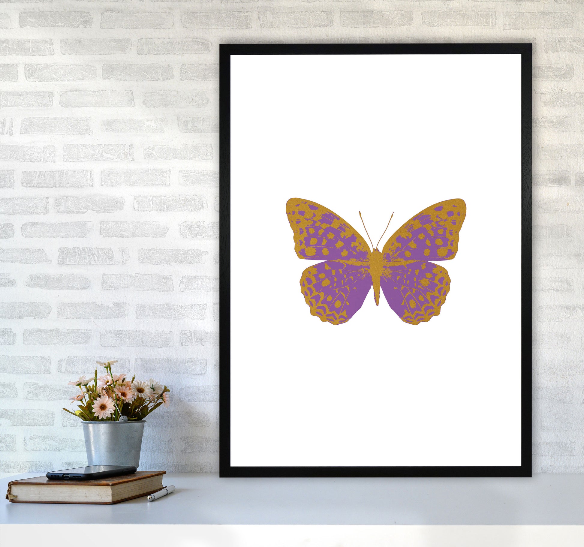 Purple Butterfly Print By Orara Studio Animal Art Print A1 White Frame