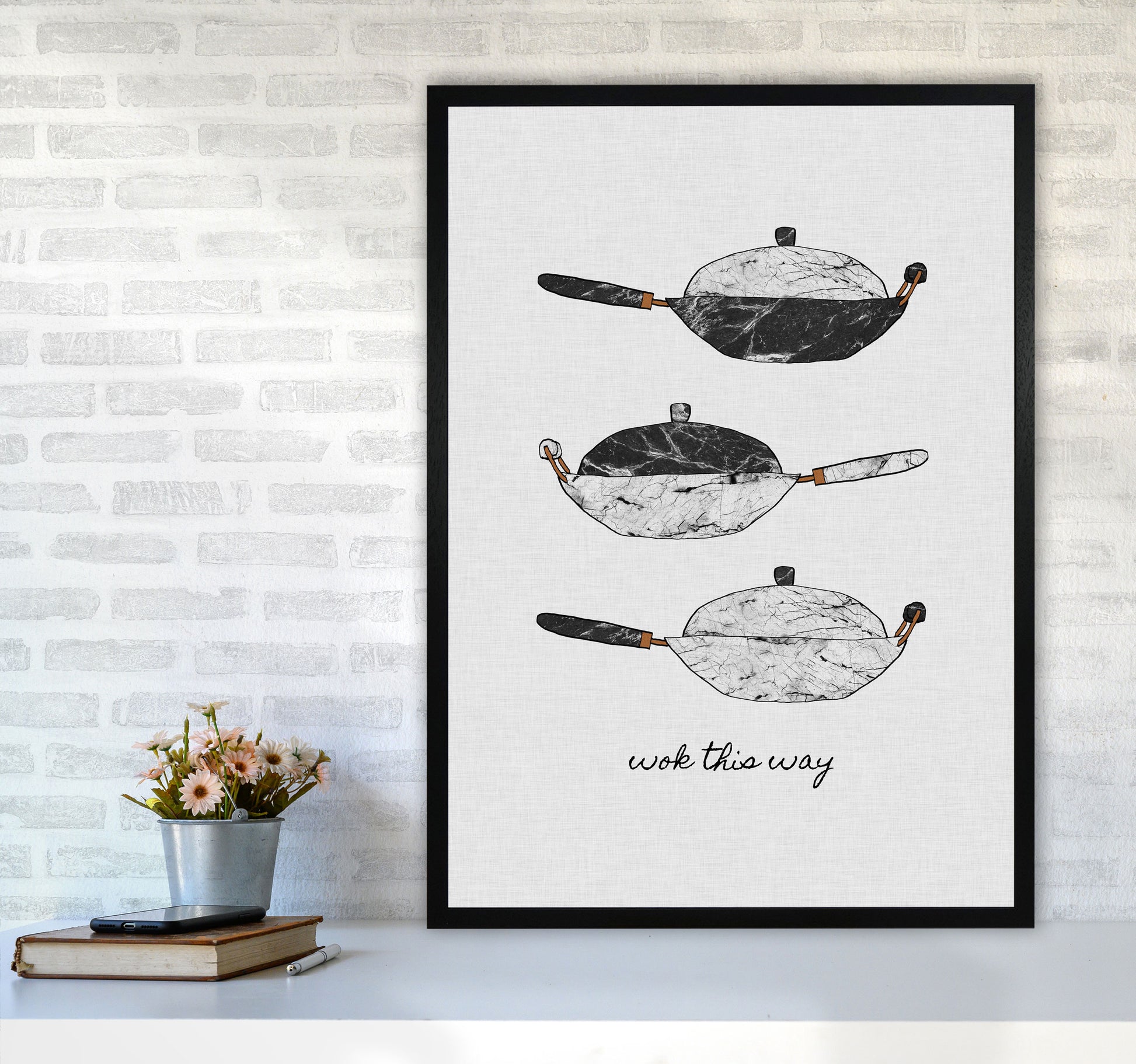Wok This Way Print By Orara Studio, Framed Kitchen Wall Art A1 White Frame