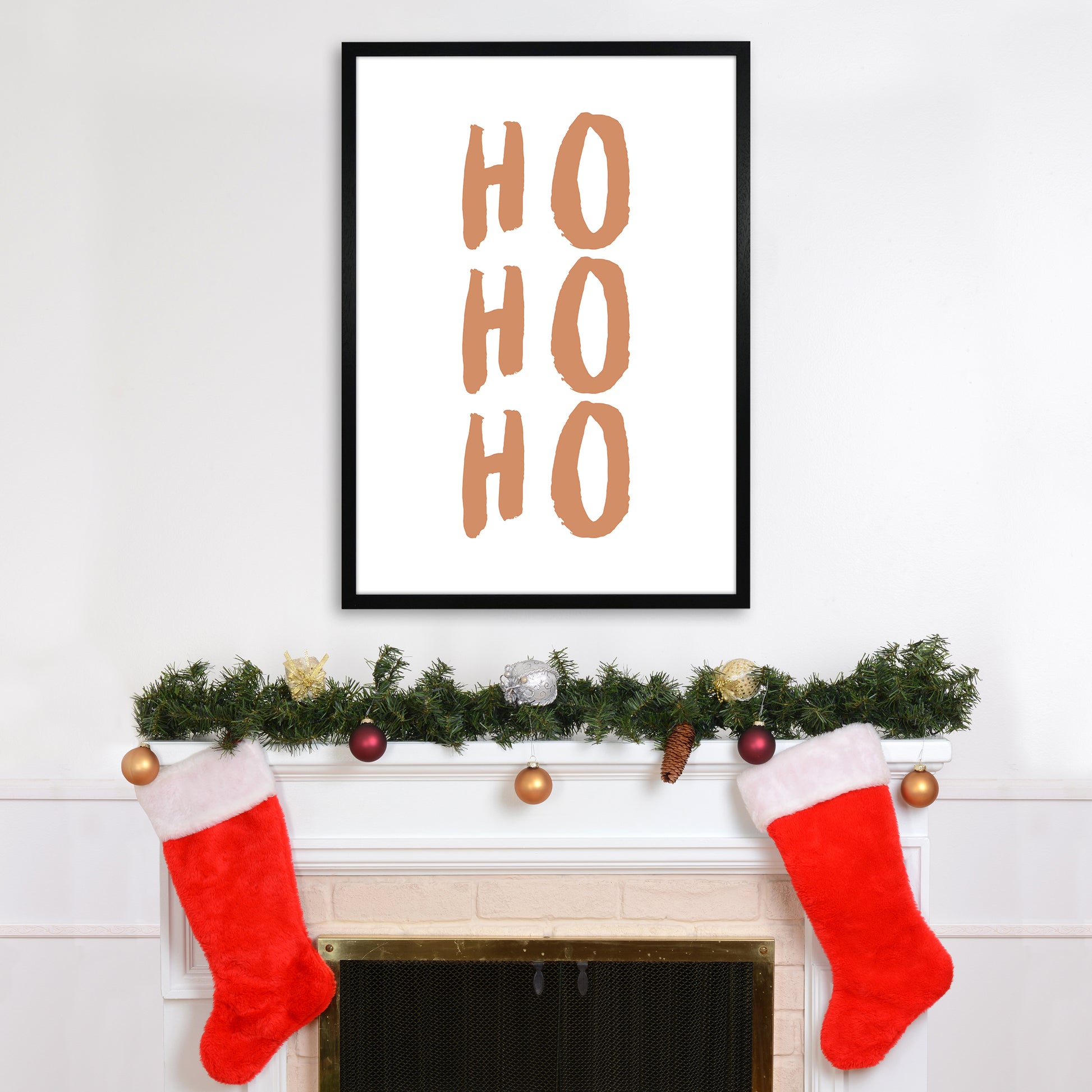 Ho Ho Ho Christmas Art Print by Orara Studio A1 White Frame