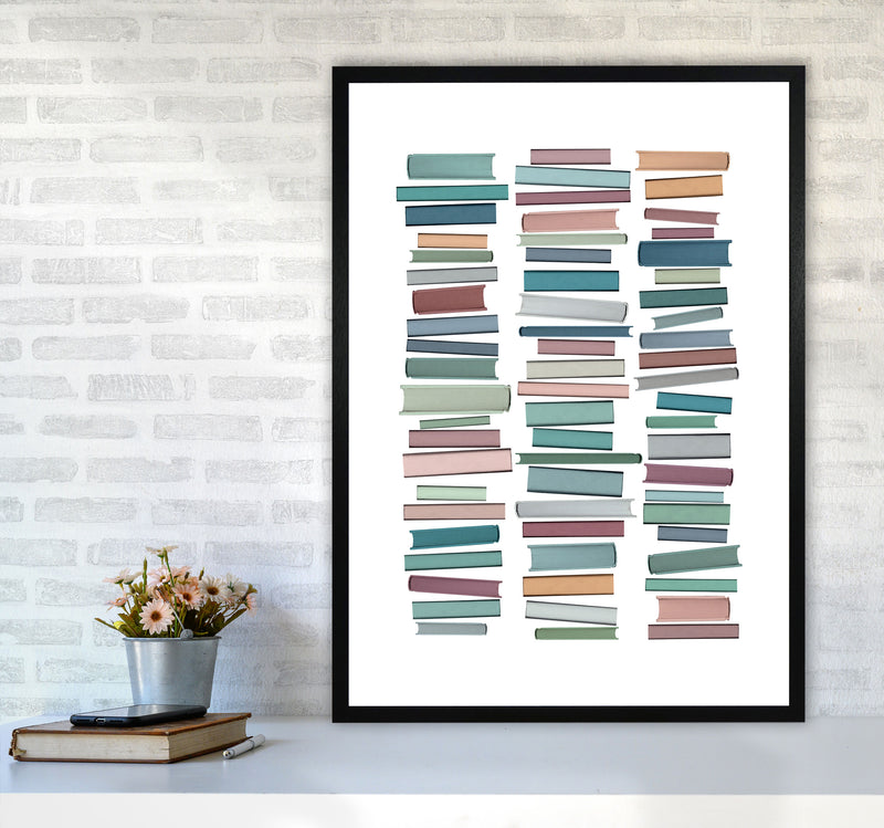 Books Pastel Abstract Art Print by Orara Studio A1 White Frame