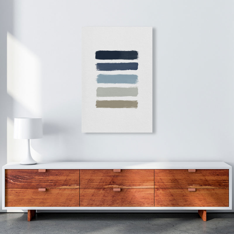 Blue & Taupe Stripes Print By Orara Studio A1 Canvas