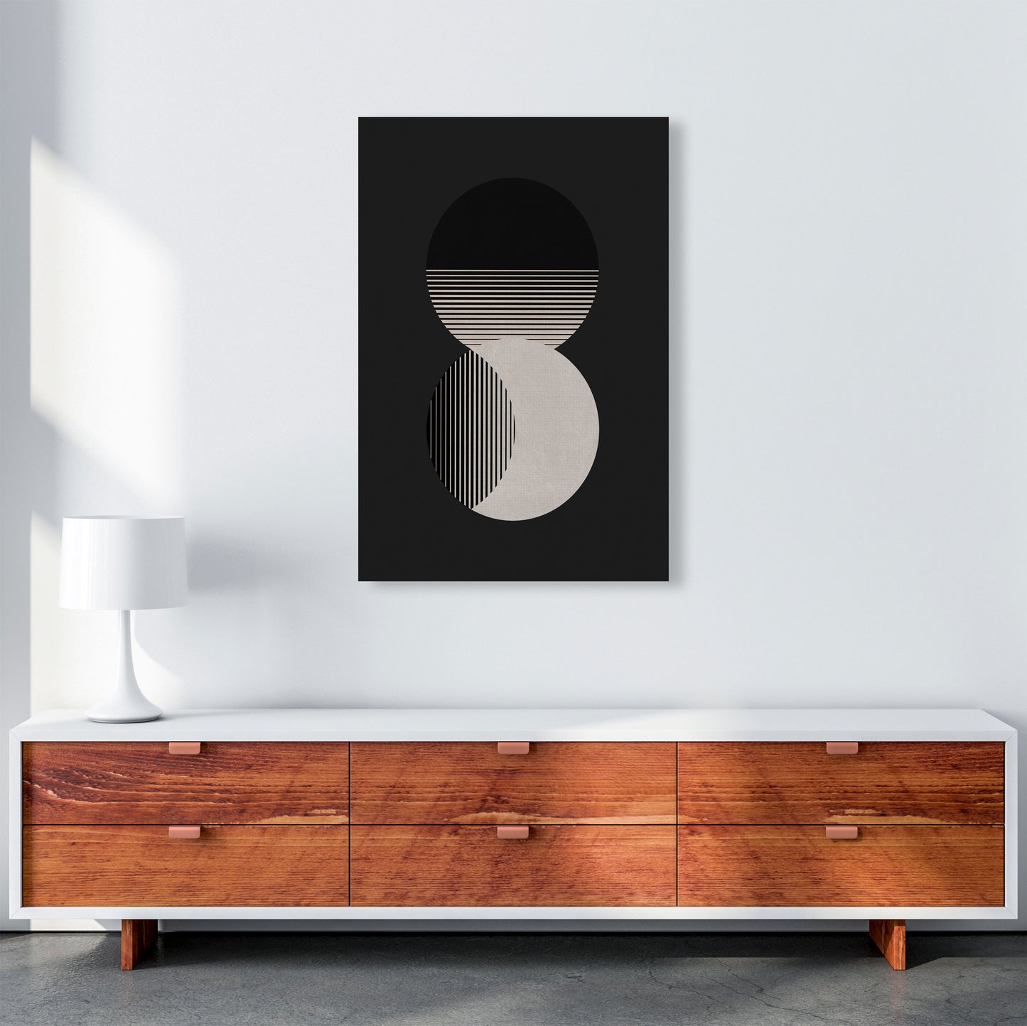 Circle Sun & Moon BW Art Print by Orara Studio A1 Canvas