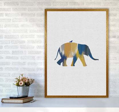 Elephant Blue & Yellow Print By Orara Studio Animal Art Print A1 Print Only