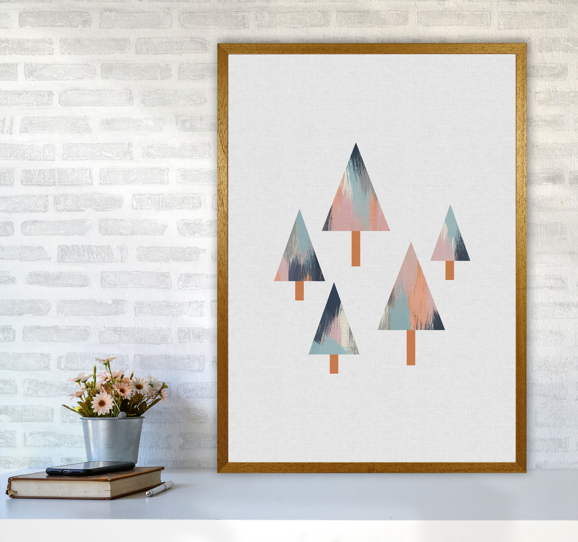 Pastel Trees Print By Orara Studio, Framed Botanical & Nature Art Print A1 Print Only