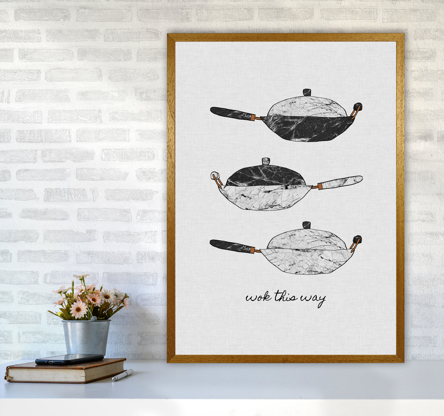 Wok This Way Print By Orara Studio, Framed Kitchen Wall Art A1 Print Only