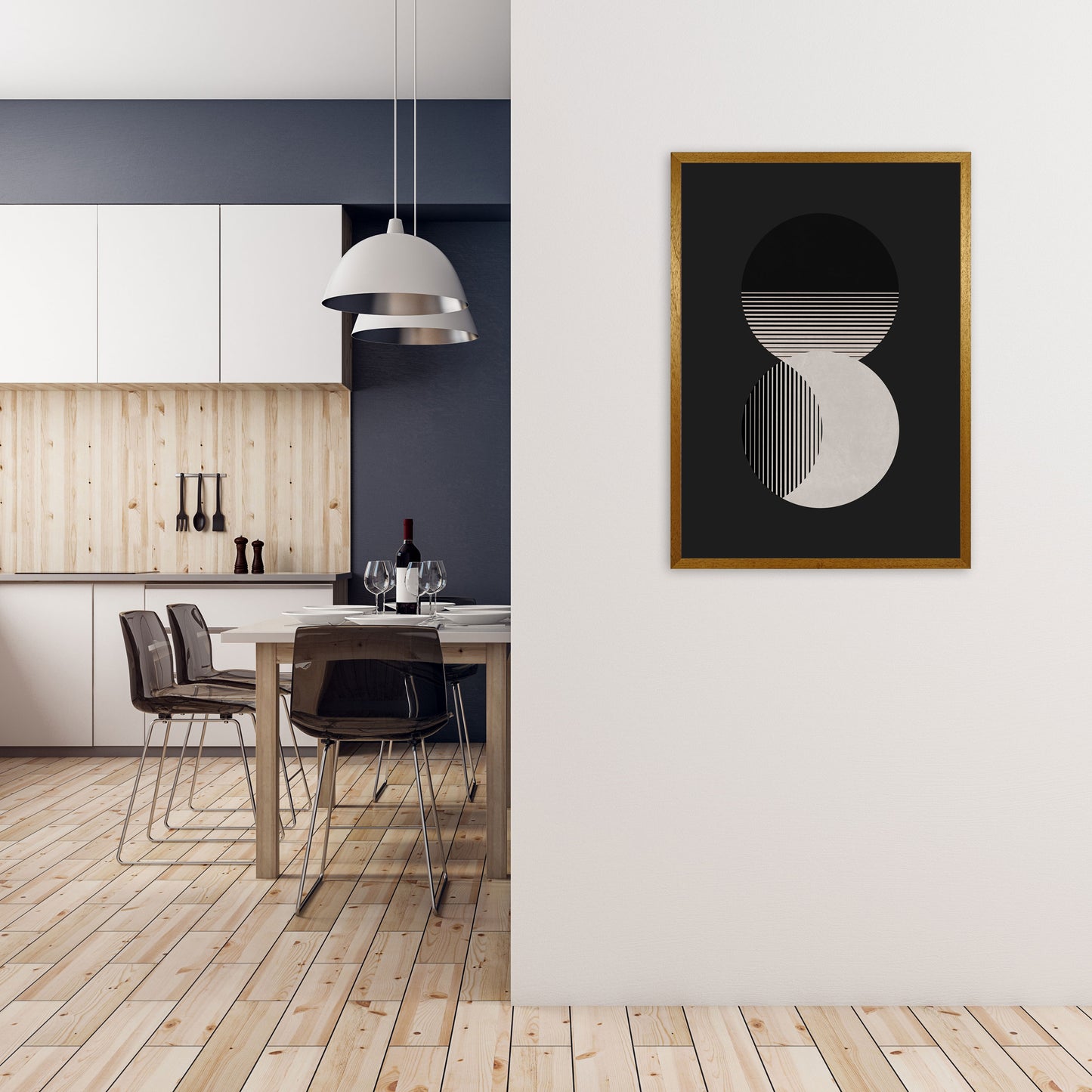 Circle Sun & Moon BW Art Print by Orara Studio A1 Print Only