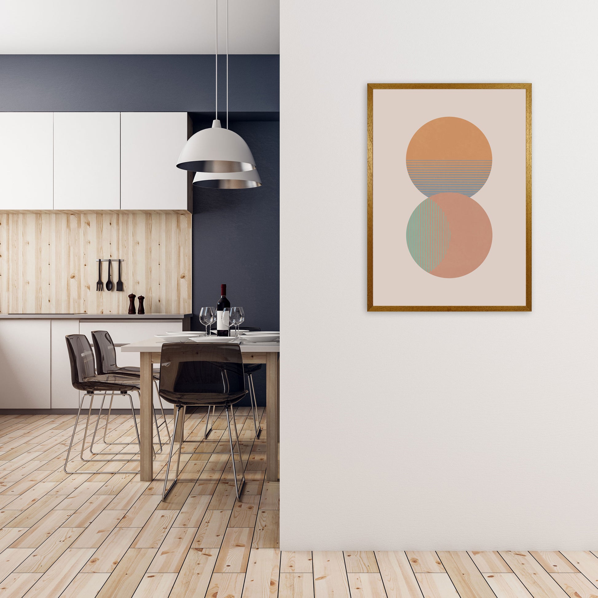 Circle Sun & Moon Colour Art Print by Orara Studio A1 Print Only