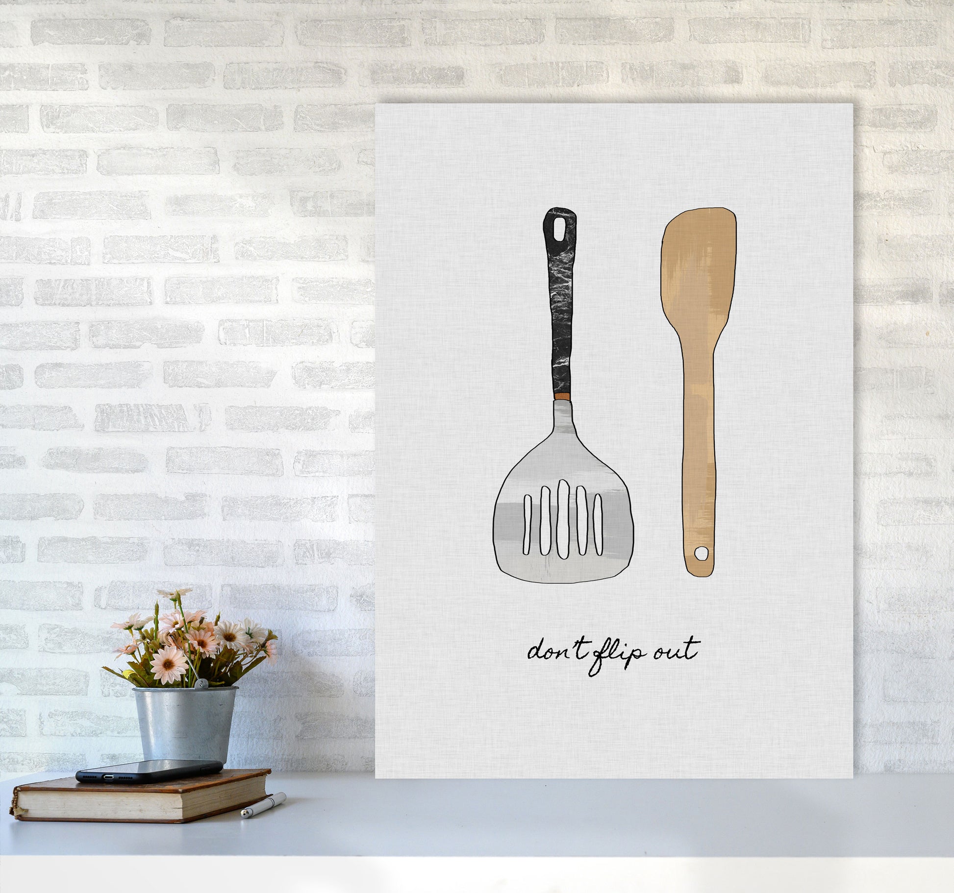 Don&#39;t Flip Out Print By Orara Studio, Framed Kitchen Wall Art A1 Black Frame