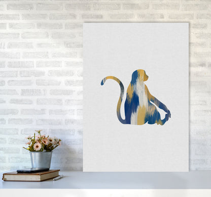 Monkey Blue & Yellow Print By Orara Studio Animal Art Print A1 Black Frame