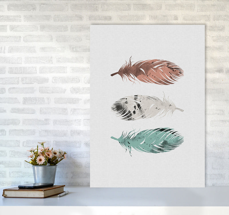 Pastel Feathers Print By Orara Studio, Framed Botanical & Nature Art Print A1 Black Frame