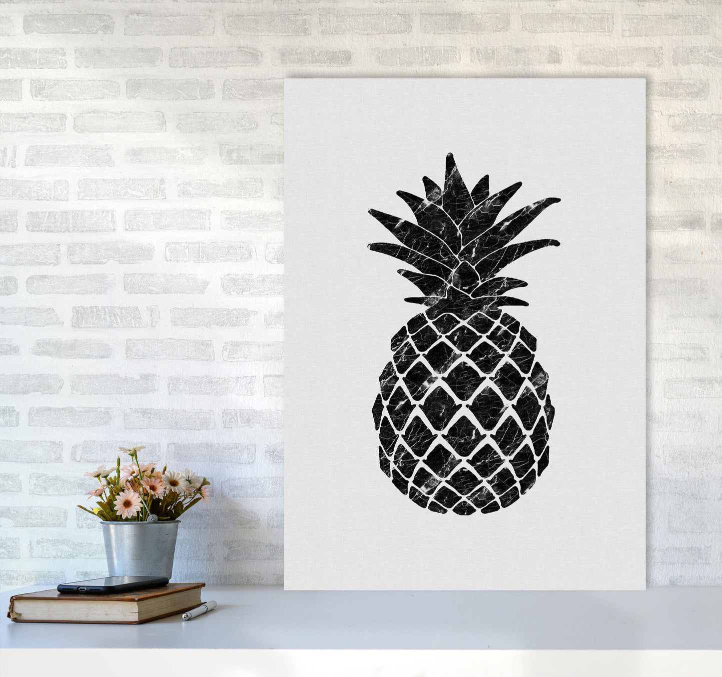 Pineapple Marble Print By Orara Studio, Framed Kitchen Wall Art A1 Black Frame