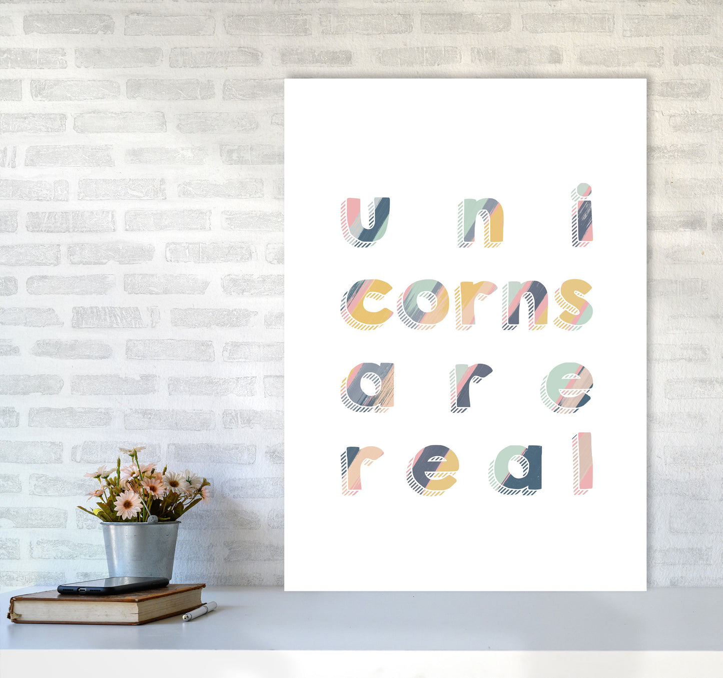 Unicorns Are Real Art Print By Orara Studio, Framed Childrens Wall Art Poster A1 Black Frame