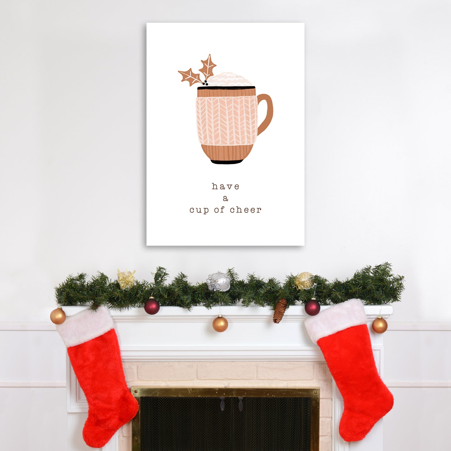 Have A Cup Of Cheer Christmas Art Print by Orara Studio A1 Black Frame