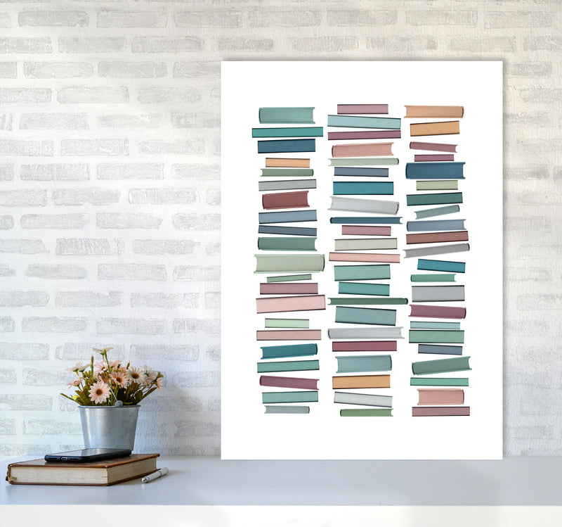 Books Pastel Abstract Art Print by Orara Studio A1 Black Frame
