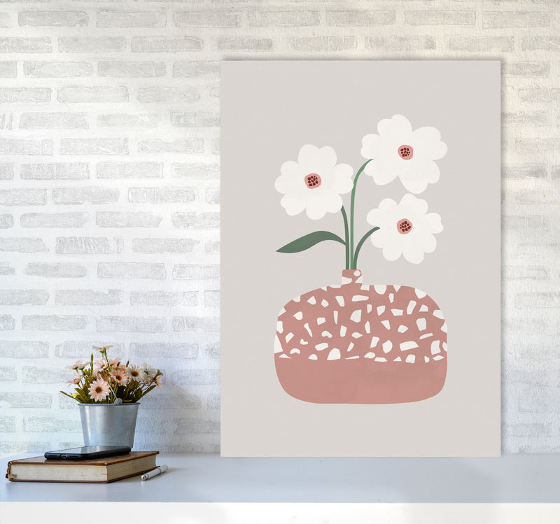 Terrazzo & Flowers Art Print by Orara Studios A1 Black Frame