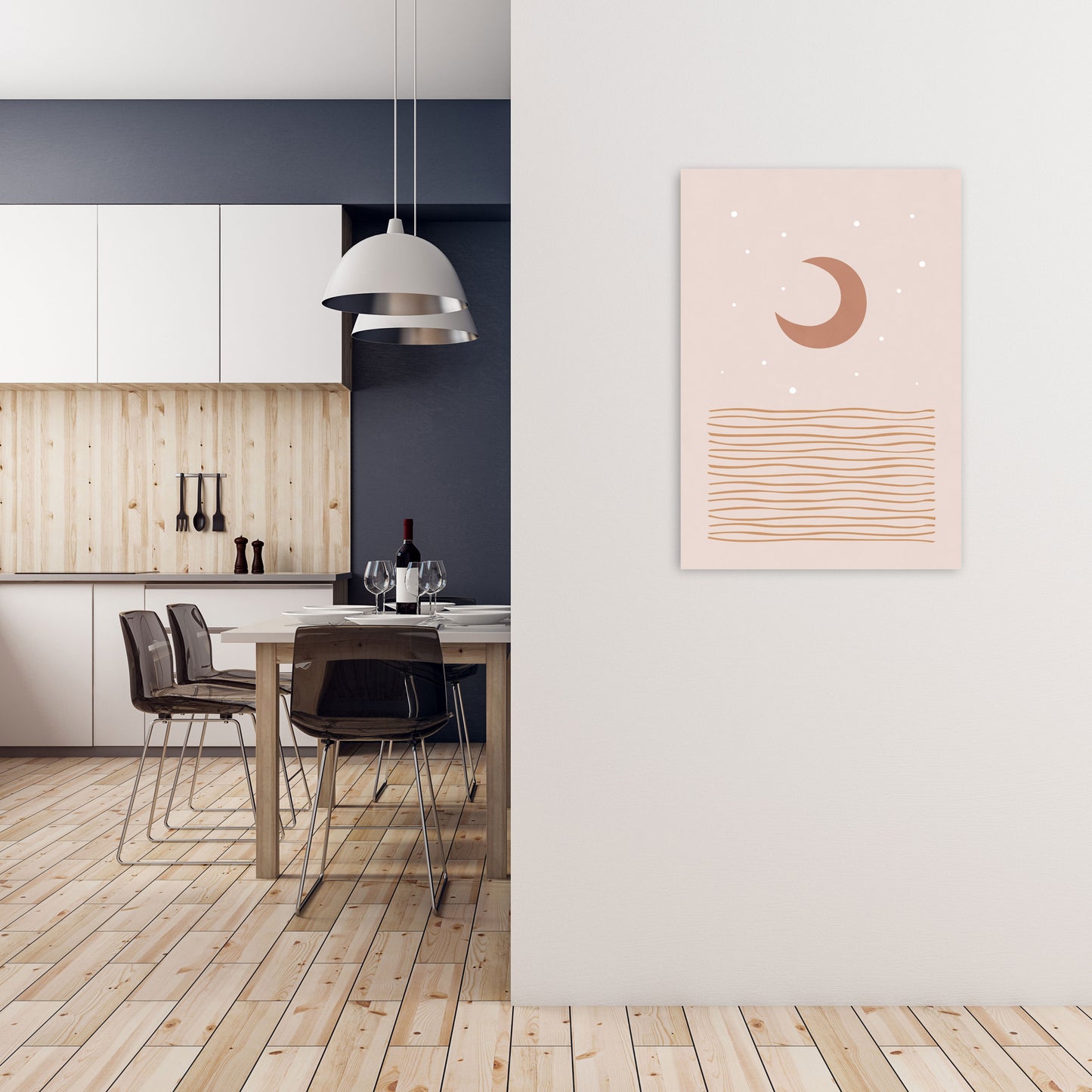 Blush Moon Art Print by Orara Studio A1 Black Frame