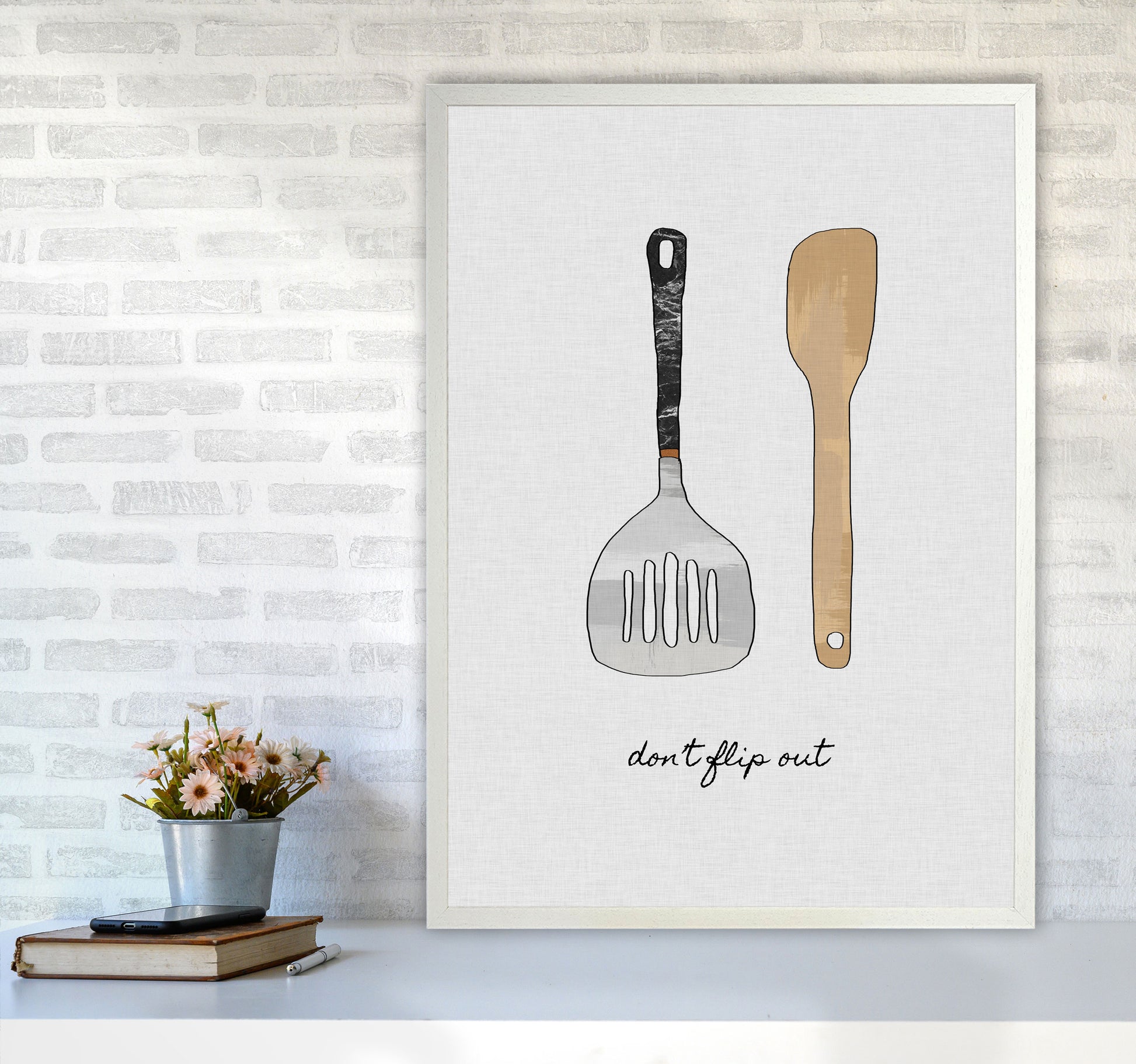 Don&#39;t Flip Out Print By Orara Studio, Framed Kitchen Wall Art A1 Oak Frame