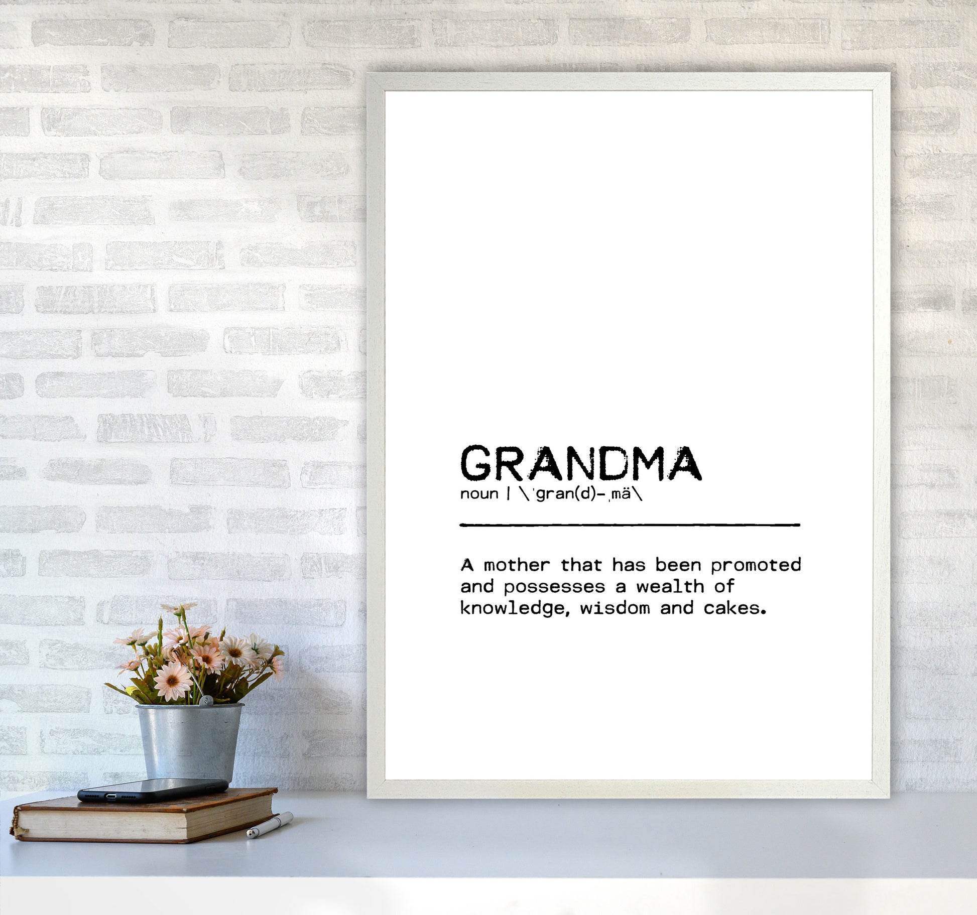 Grandma Knowledge Definition Quote Print By Orara Studio A1 Oak Frame