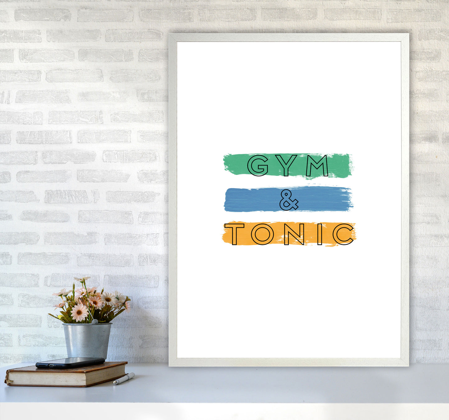 Gym & Tonic Print By Orara Studio, Framed Kitchen Wall Art A1 Oak Frame