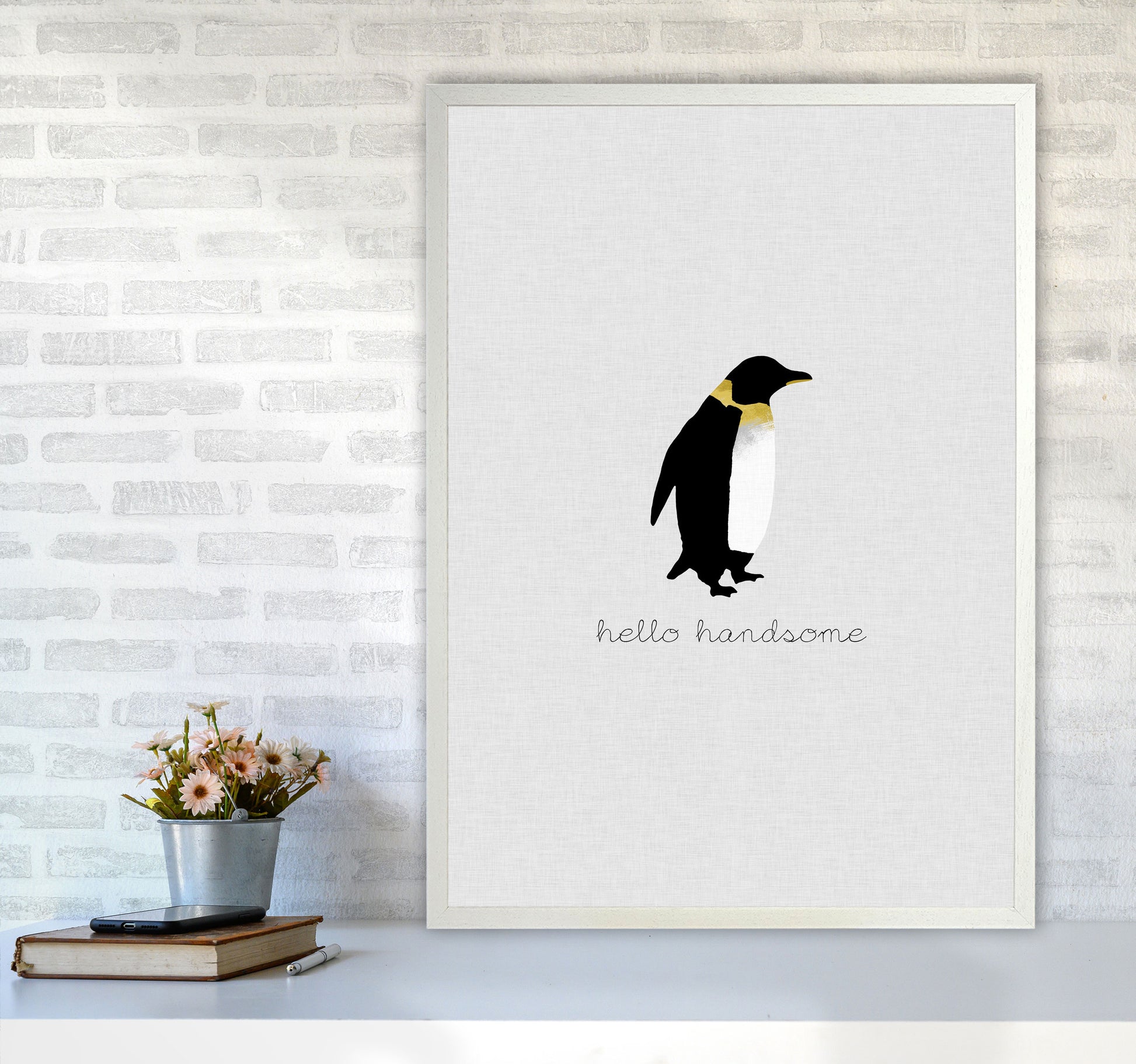 Hello Handsome Animal Quote Print By Orara Studio A1 Oak Frame
