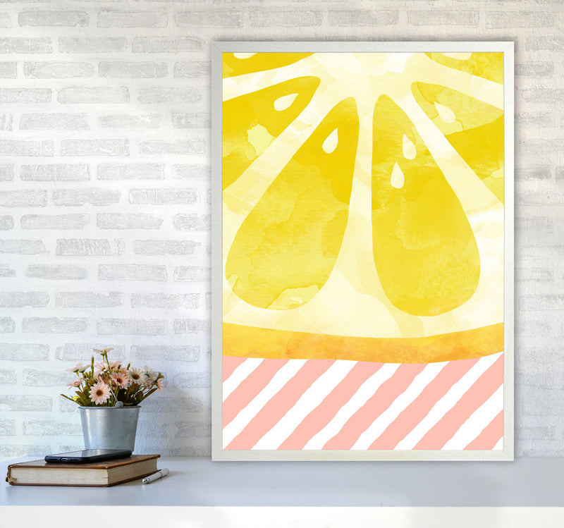Lemon Abstract Print By Orara Studio, Framed Kitchen Wall Art A1 Oak Frame