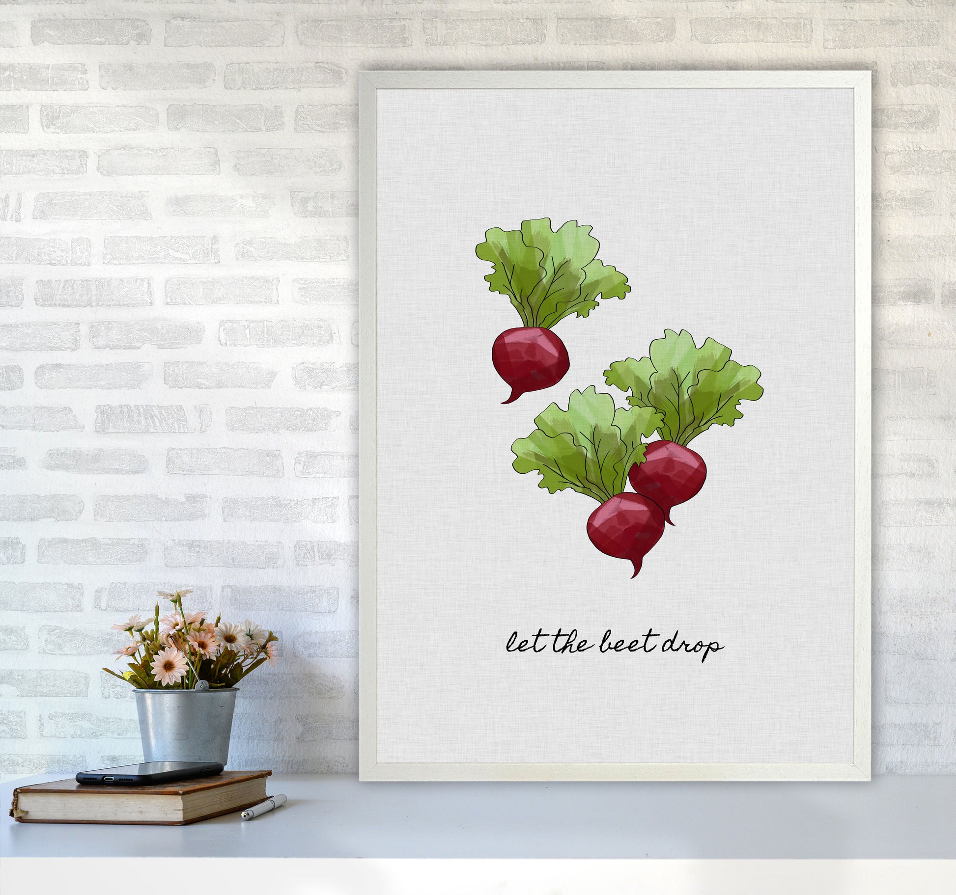 Let The Beet Drop Print By Orara Studio, Framed Kitchen Wall Art A1 Oak Frame