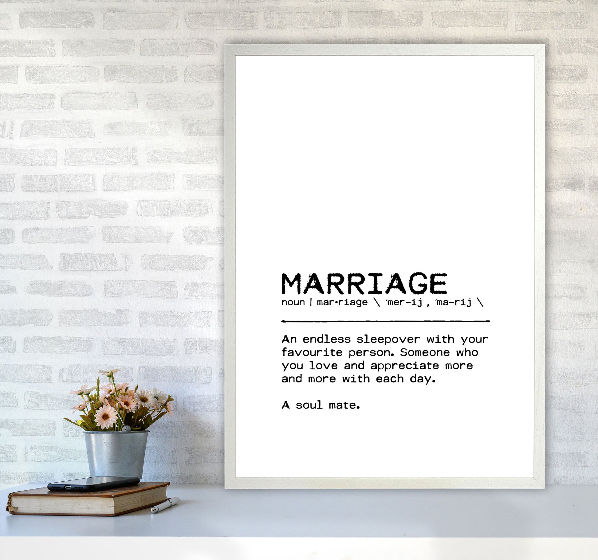 Marriage Sleepover Definition Quote Print By Orara Studio A1 Oak Frame