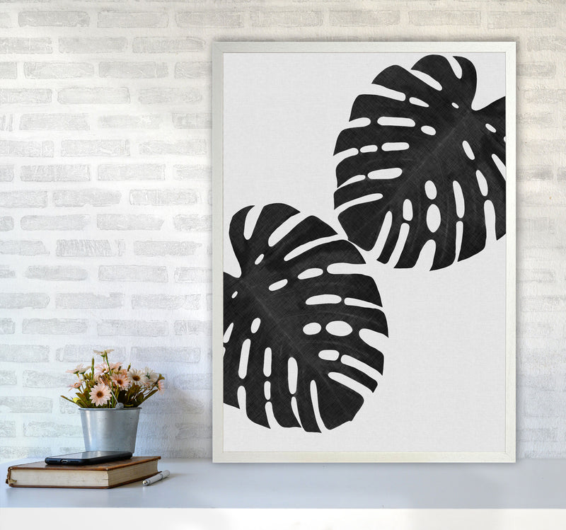 Monstera Black & White II Print By Orara Studio A1 Oak Frame