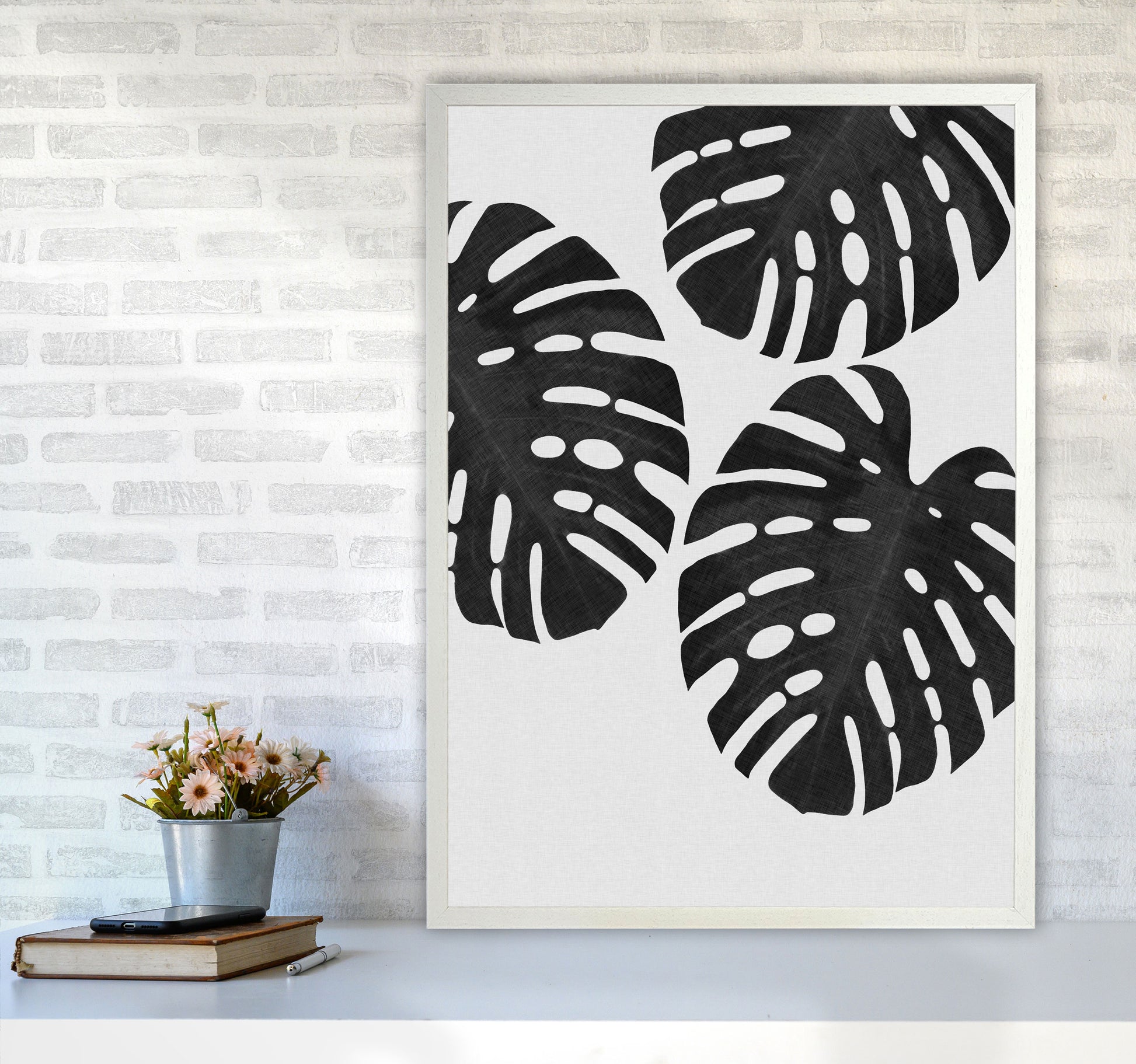 Monstera Black & White III Print By Orara Studio A1 Oak Frame