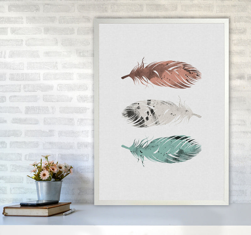 Pastel Feathers Print By Orara Studio, Framed Botanical & Nature Art Print A1 Oak Frame