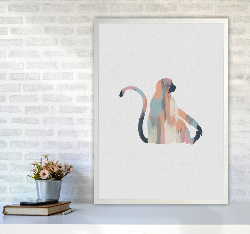 Pastel Monkey Print By Orara Studio Animal Art Print A1 Oak Frame