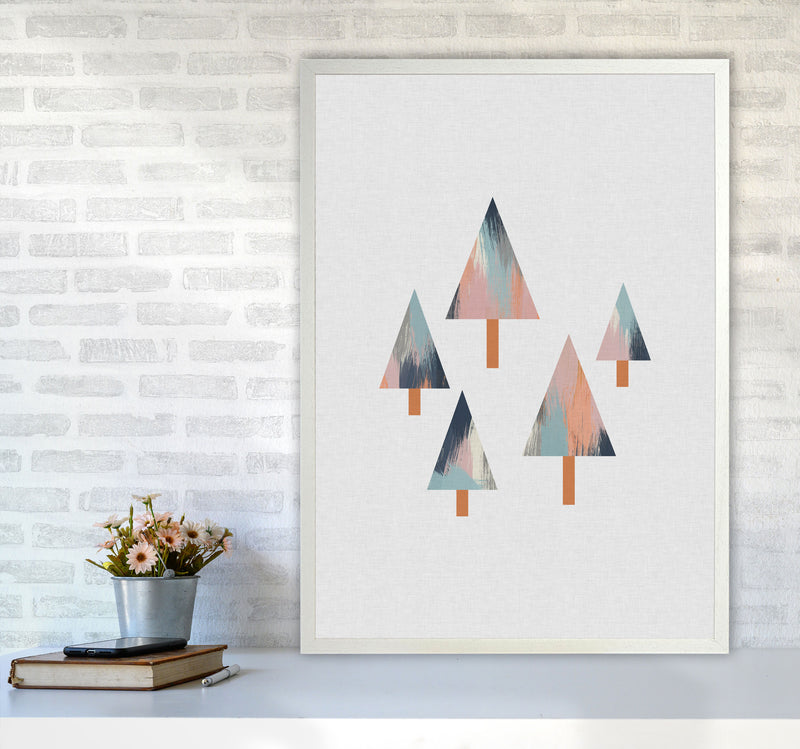 Pastel Trees Print By Orara Studio, Framed Botanical & Nature Art Print A1 Oak Frame