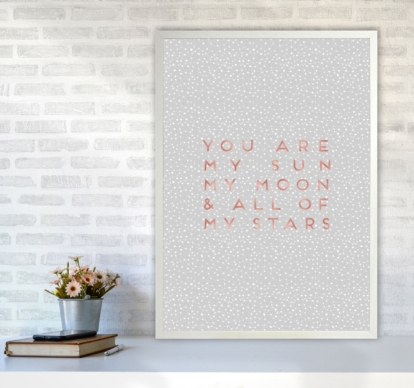 Sun, Moon & Stars Love Quote Print By Orara Studio A1 Oak Frame