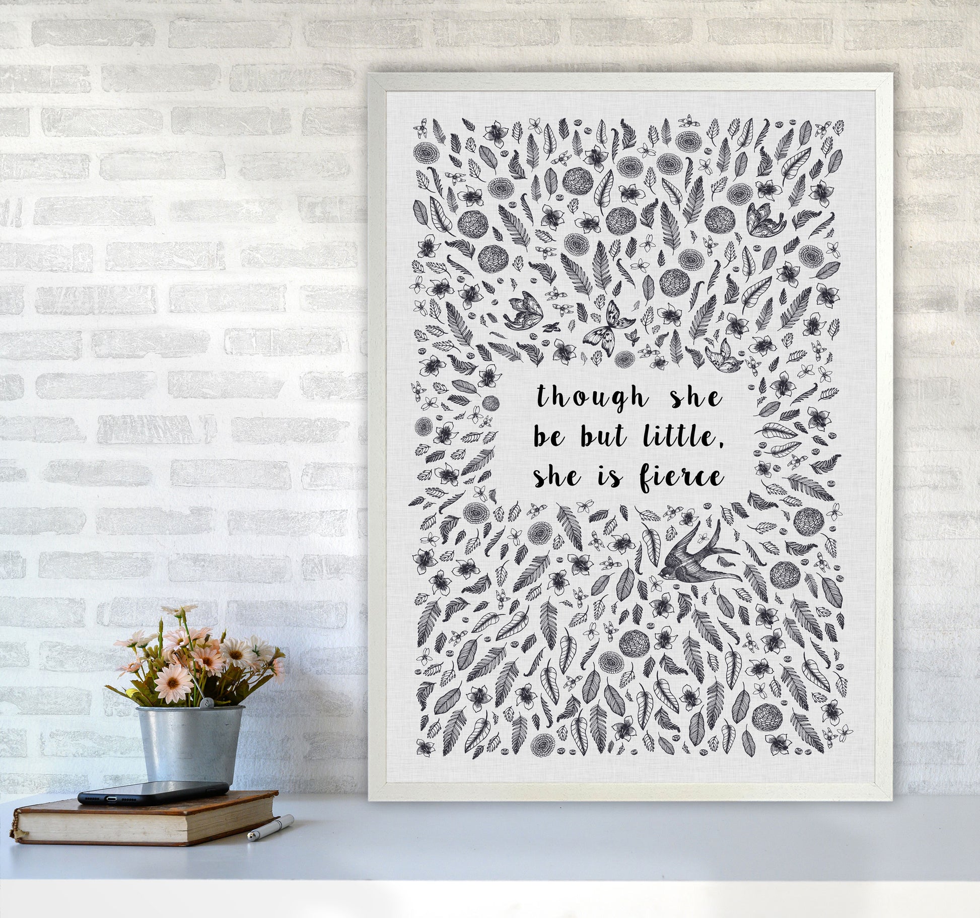 Though She Be But Little, She Is Fierce Print By Orara Studio A1 Oak Frame