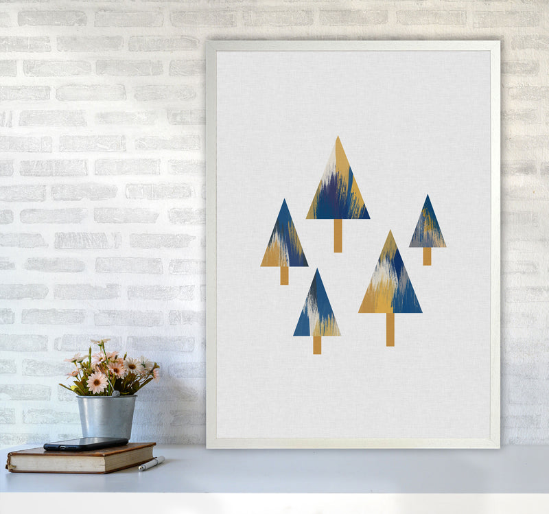 Trees Blue & Yellow Print By Orara Studio A1 Oak Frame