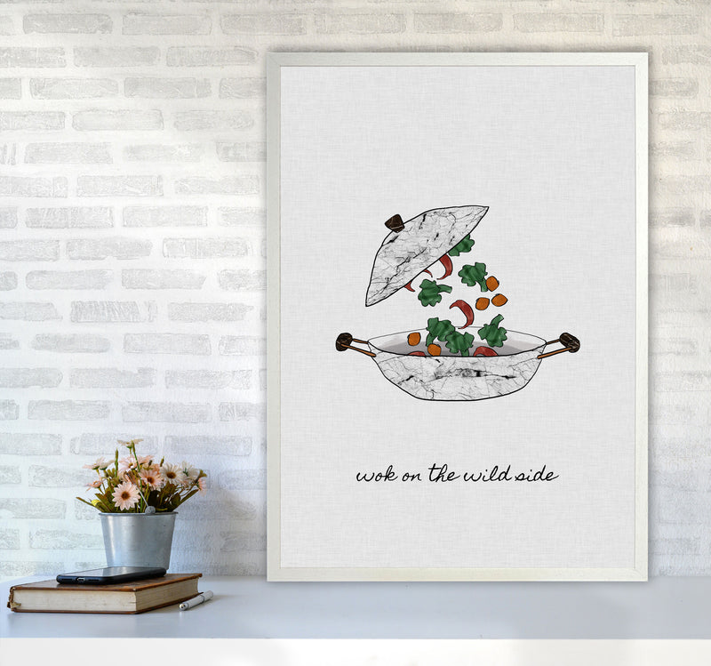 Wok On The Wild Side Print By Orara Studio, Framed Kitchen Wall Art A1 Oak Frame