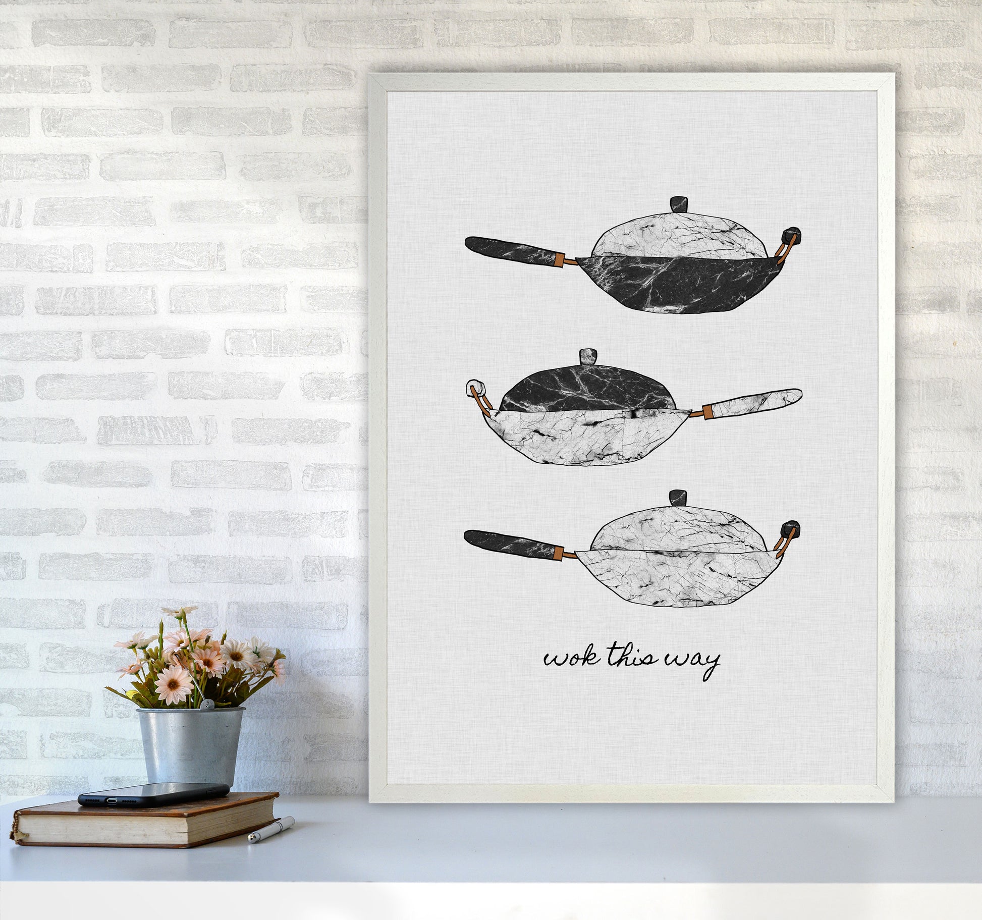 Wok This Way Print By Orara Studio, Framed Kitchen Wall Art A1 Oak Frame