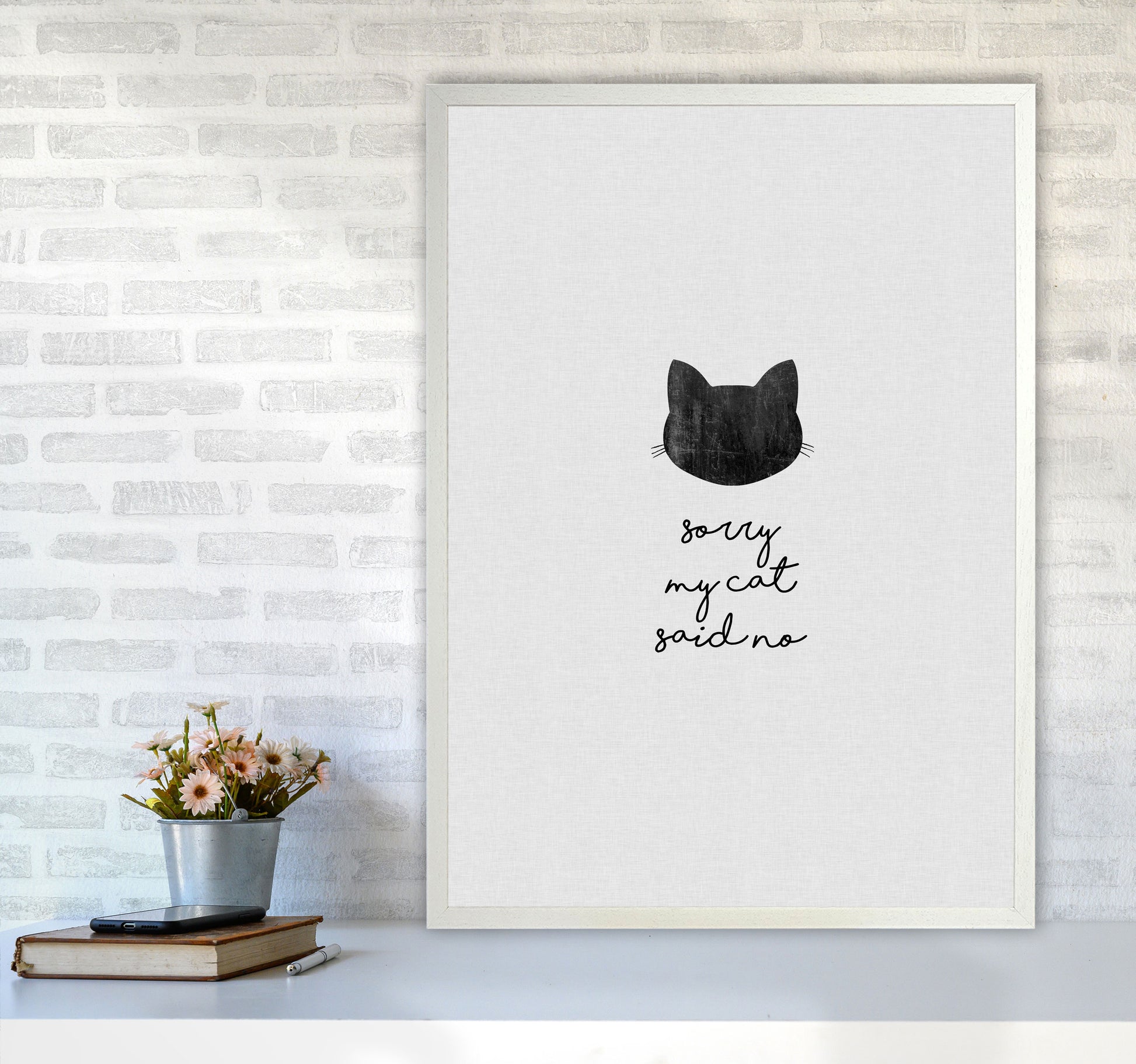 Sorry My Cat Said No Quote Art Print by Orara Studio A1 Oak Frame