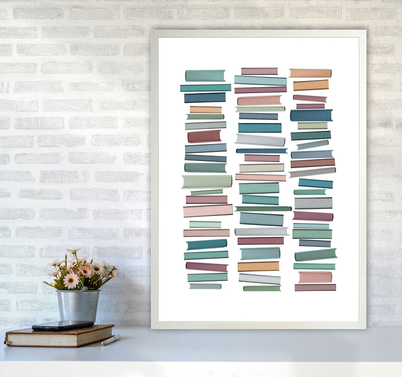 Books Pastel Abstract Art Print by Orara Studio A1 Oak Frame