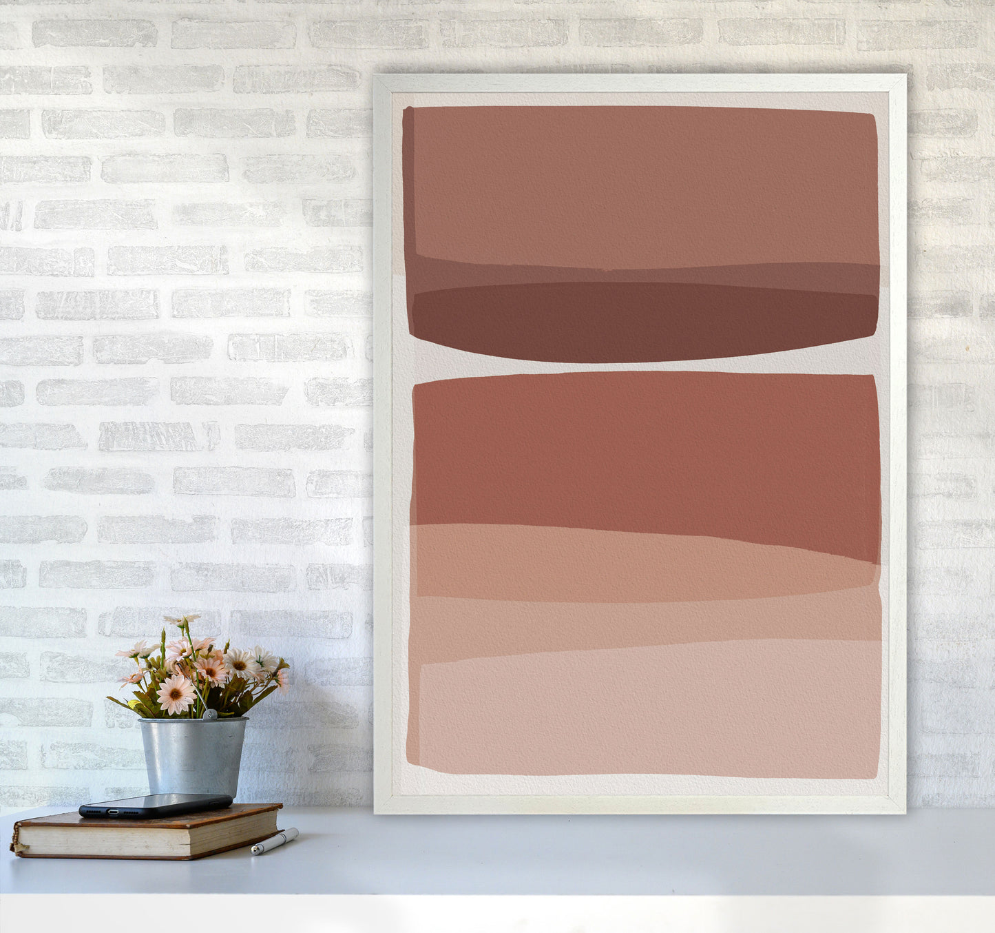 Modern Blush Abstract Art Print by Orara Studio A1 Oak Frame