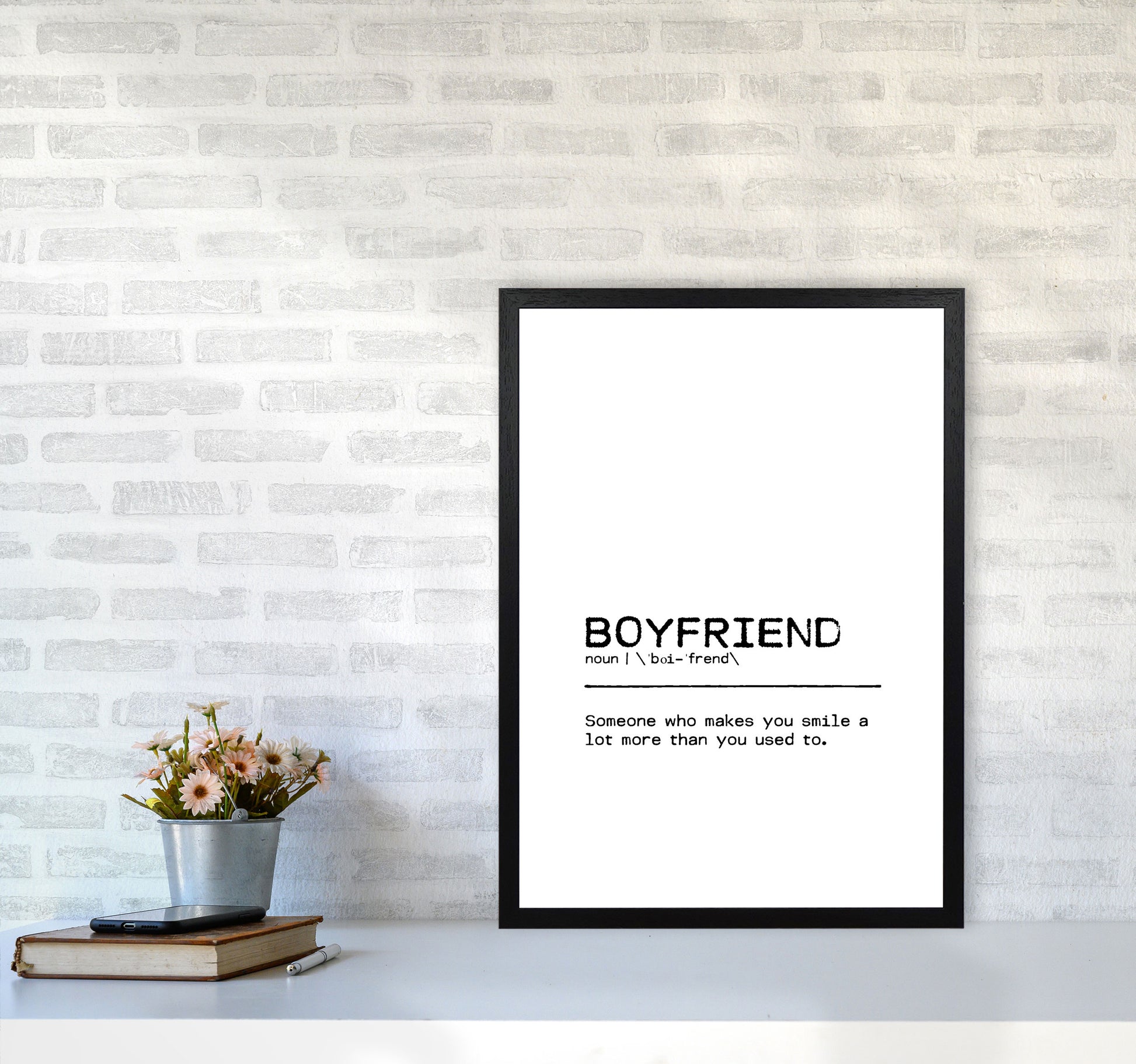 Boyfriend Smile Definition Quote Print By Orara Studio A2 White Frame