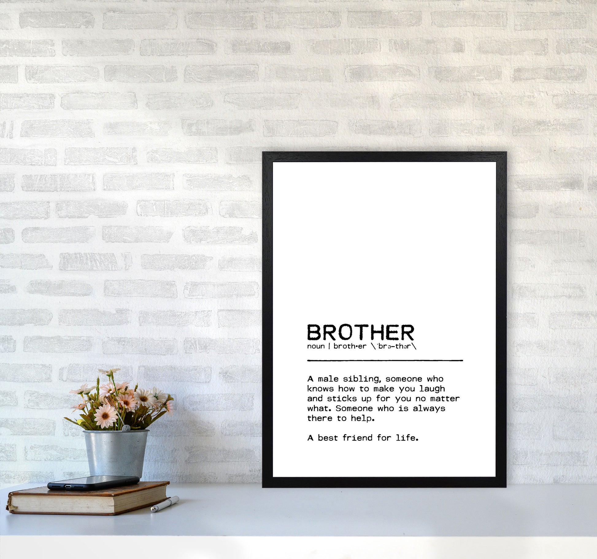 Brother Best Friend Definition Quote Print By Orara Studio A2 White Frame