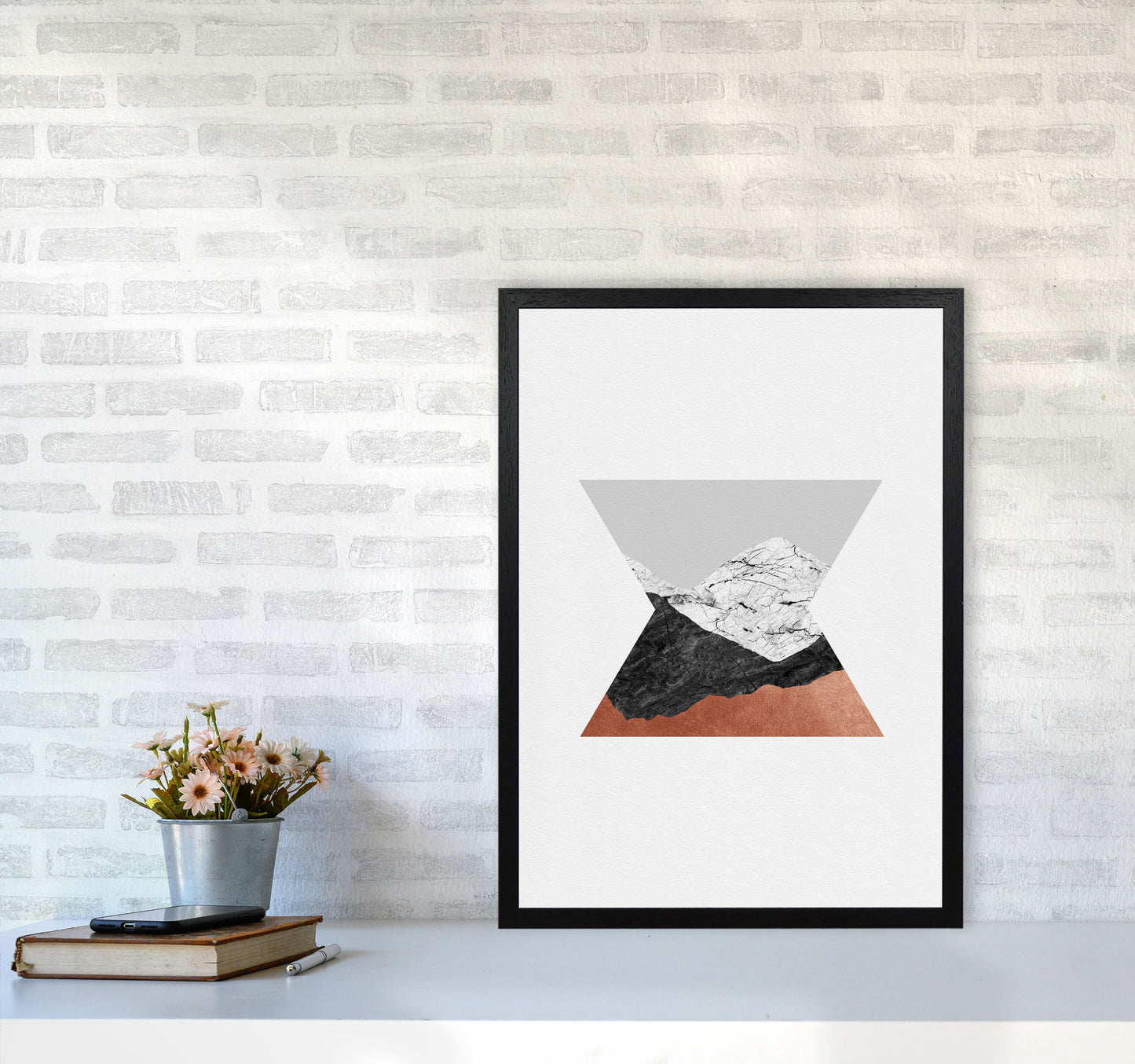 Copper Geometric IV Print By Orara Studio A2 White Frame