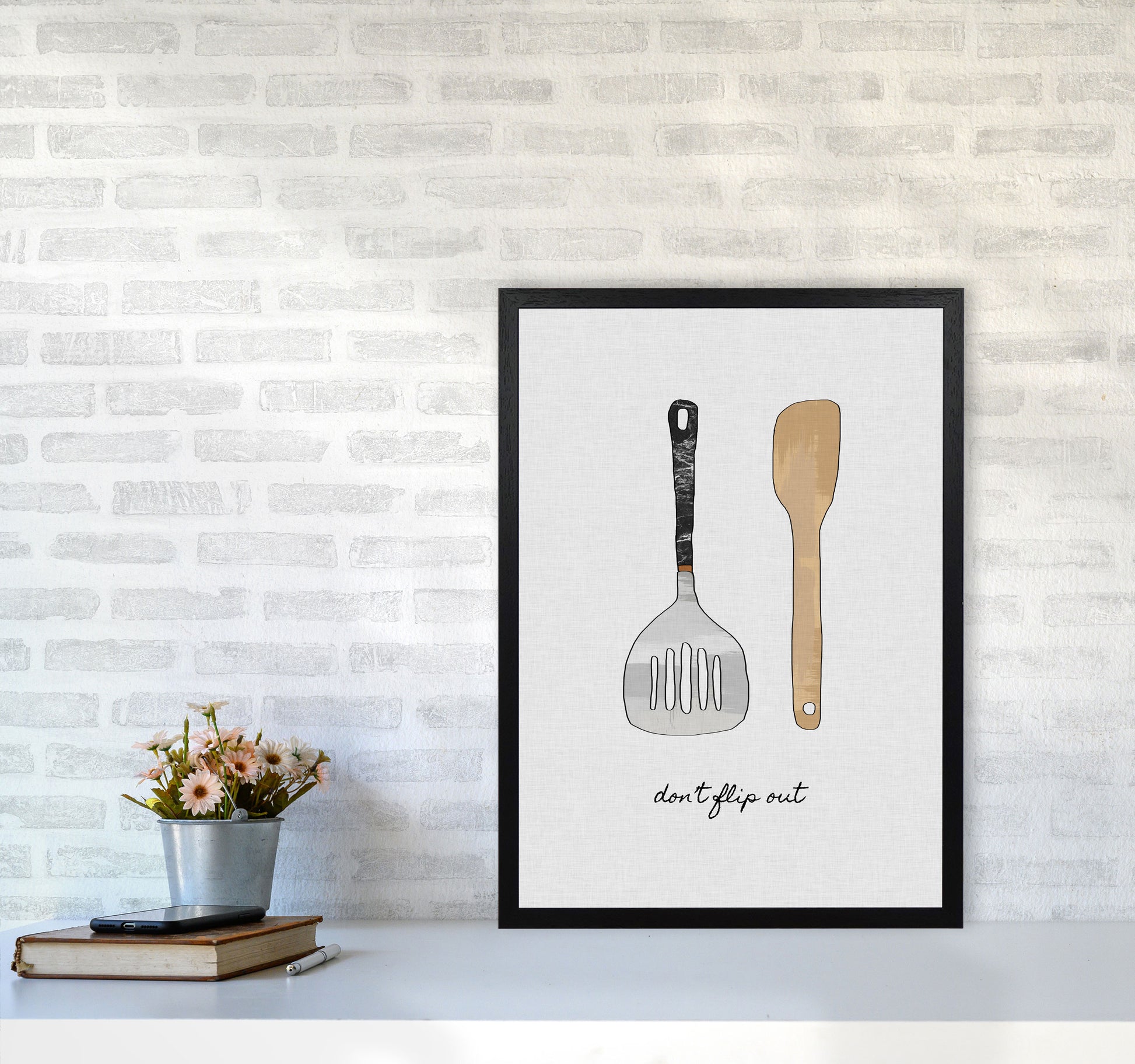 Don&#39;t Flip Out Print By Orara Studio, Framed Kitchen Wall Art A2 White Frame