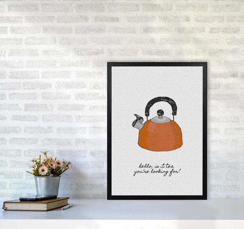 Hello Is It Tea Print By Orara Studio, Framed Kitchen Wall Art A2 White Frame