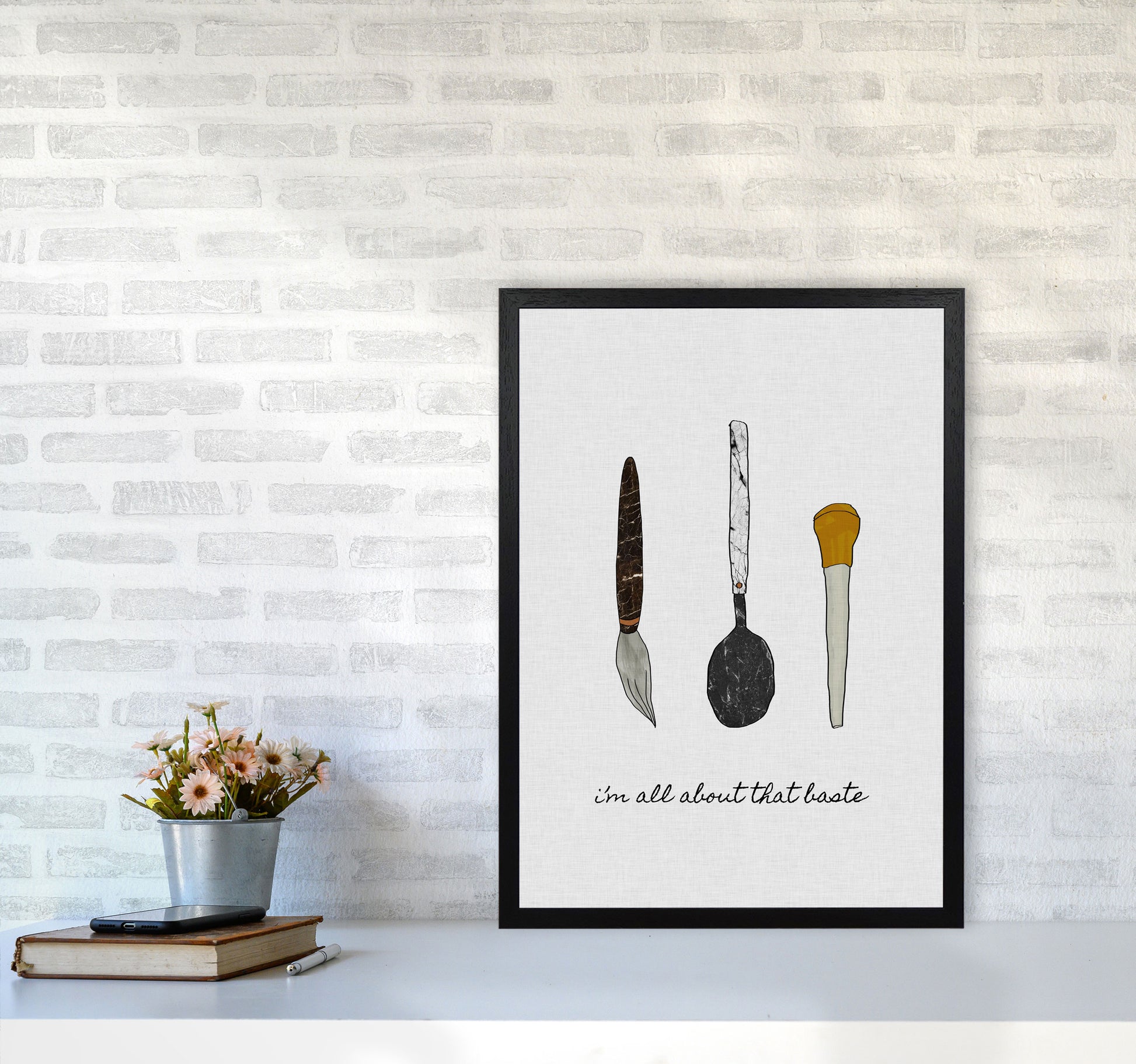 I&#39;m All About The Baste Print By Orara Studio, Framed Kitchen Wall Art A2 White Frame