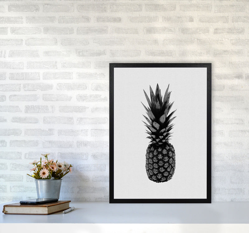 Pineapple Black & White Print By Orara Studio, Framed Kitchen Wall Art A2 White Frame